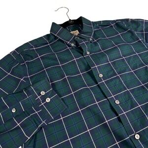 LL Bean Traditional Fit Plaid Button Down Shirt Men's M  Green   L/Sleeve Cotton